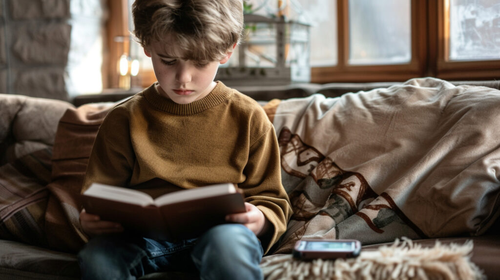 Boy reading scriptures
