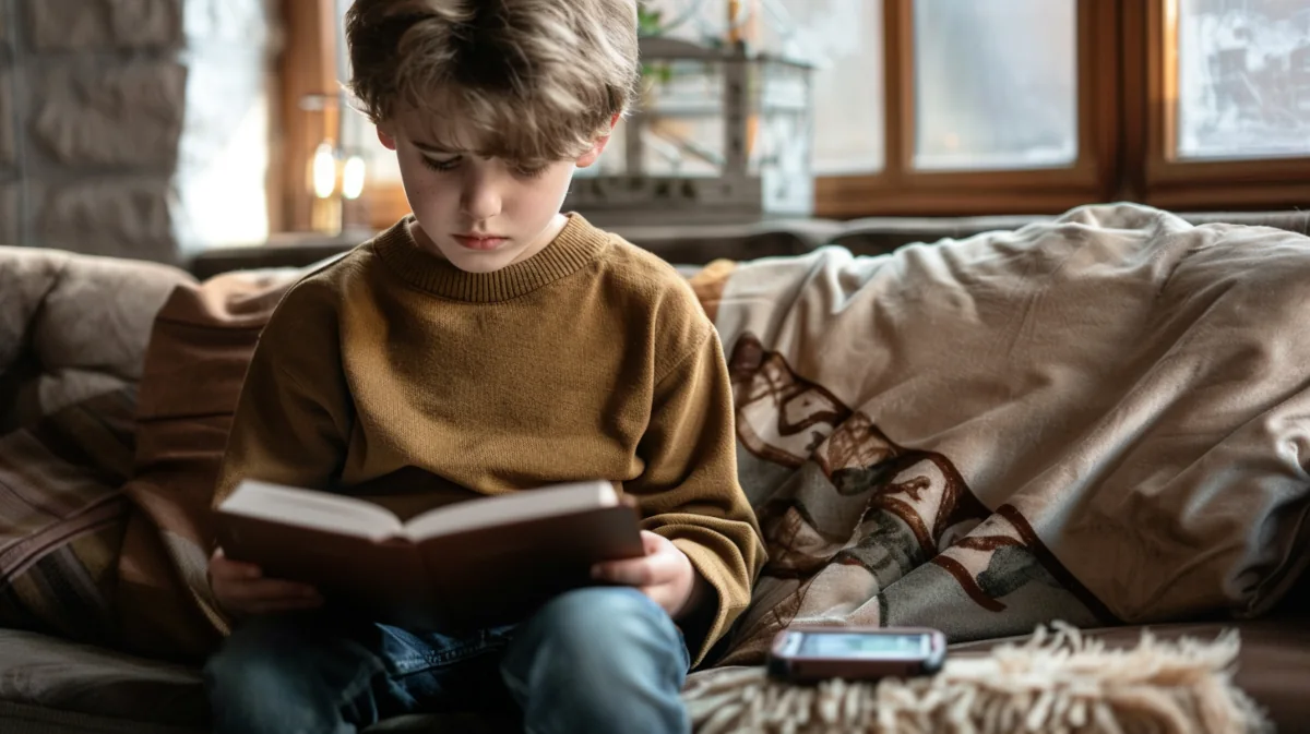 Boy reading scriptures